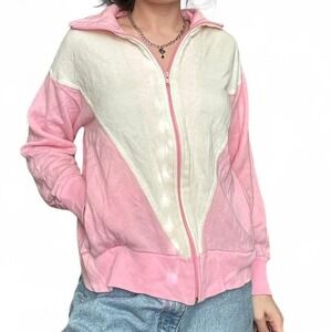 Vintage baby pink and white zip up jacket